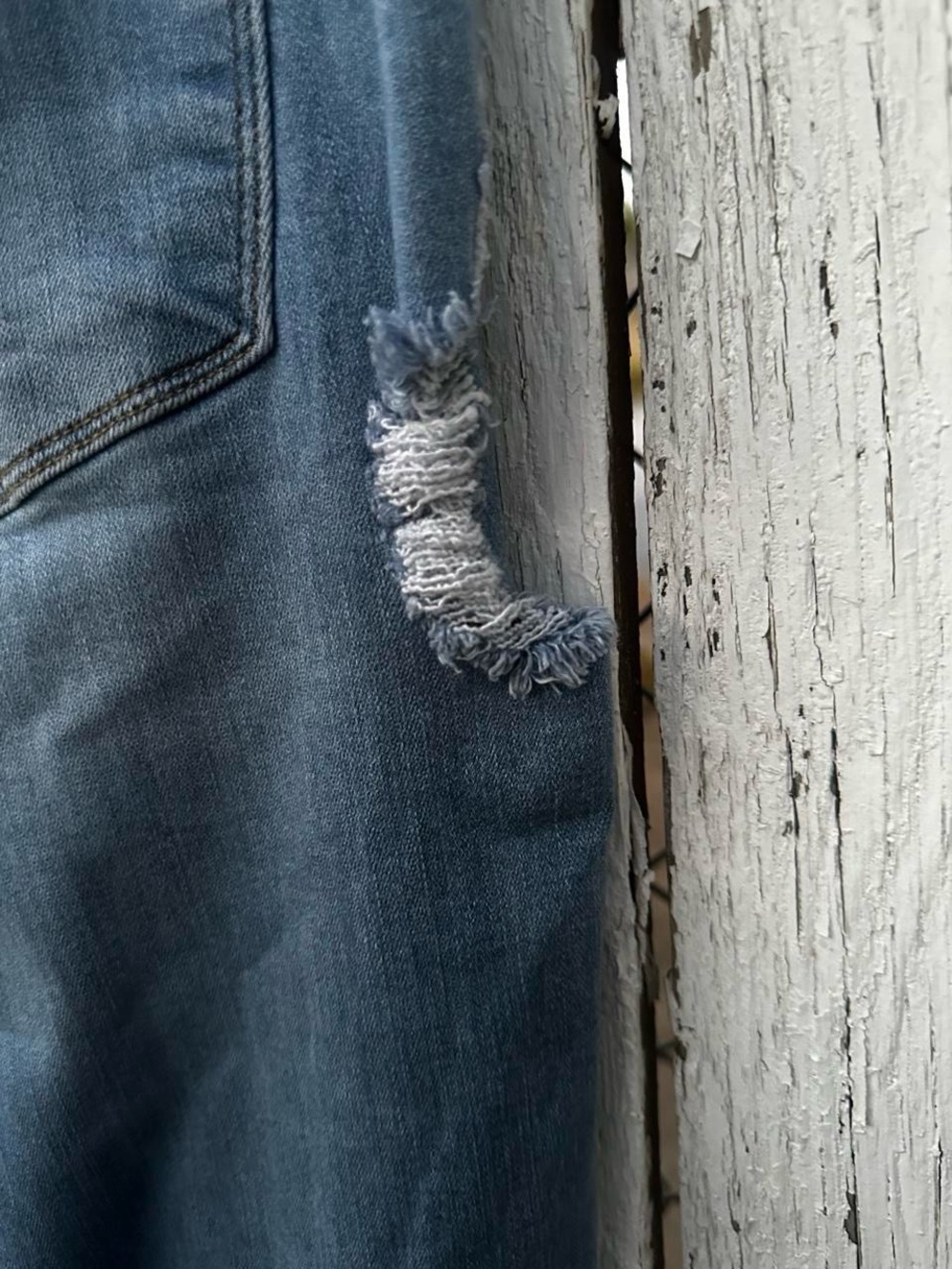 Fashion Nova Dark Blue Distressed Flare Jeans - Picture 3 of 5